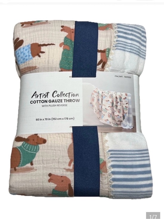 Costco Other - Artist Collection Dachshund Cotton Gauze Throw -